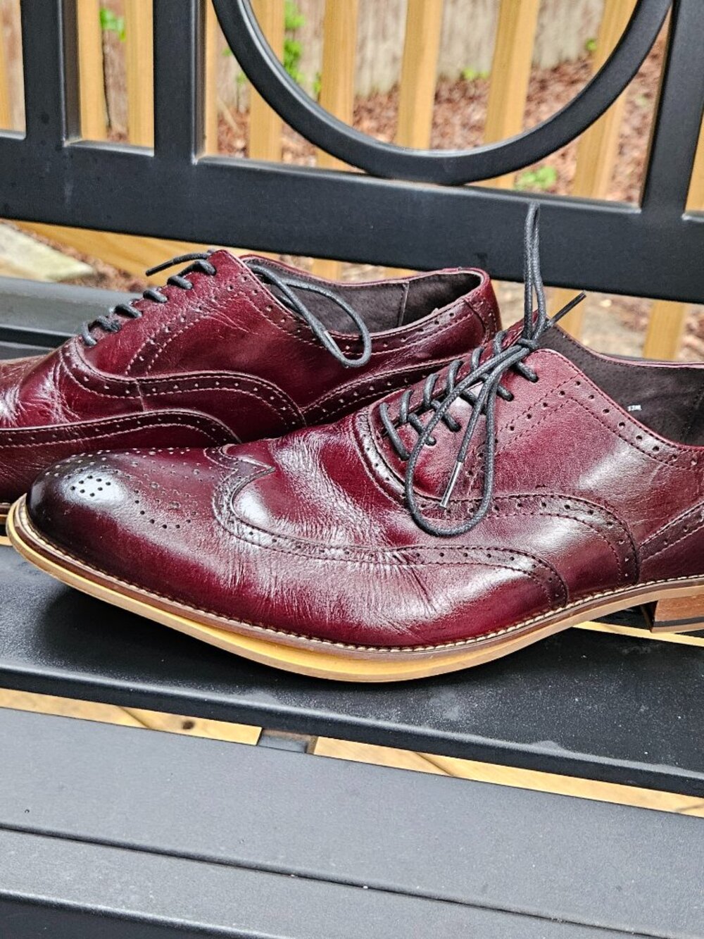 STACY ADAMS Men’s Dunbar Wing Tip Oxford Burgundy Shoe Sz 13M - Picture 2 of 6